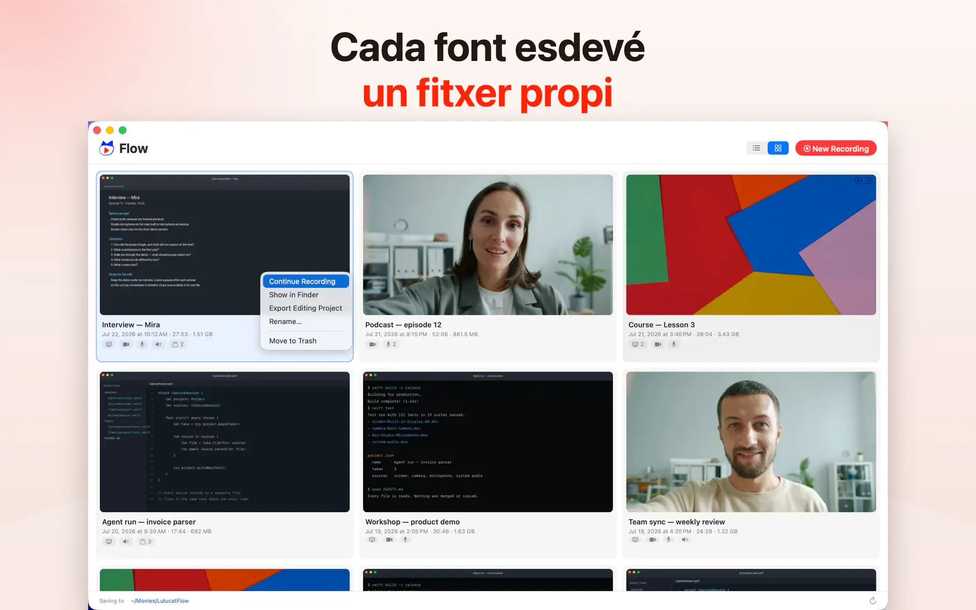 Cada font esdevé un fitxer propi