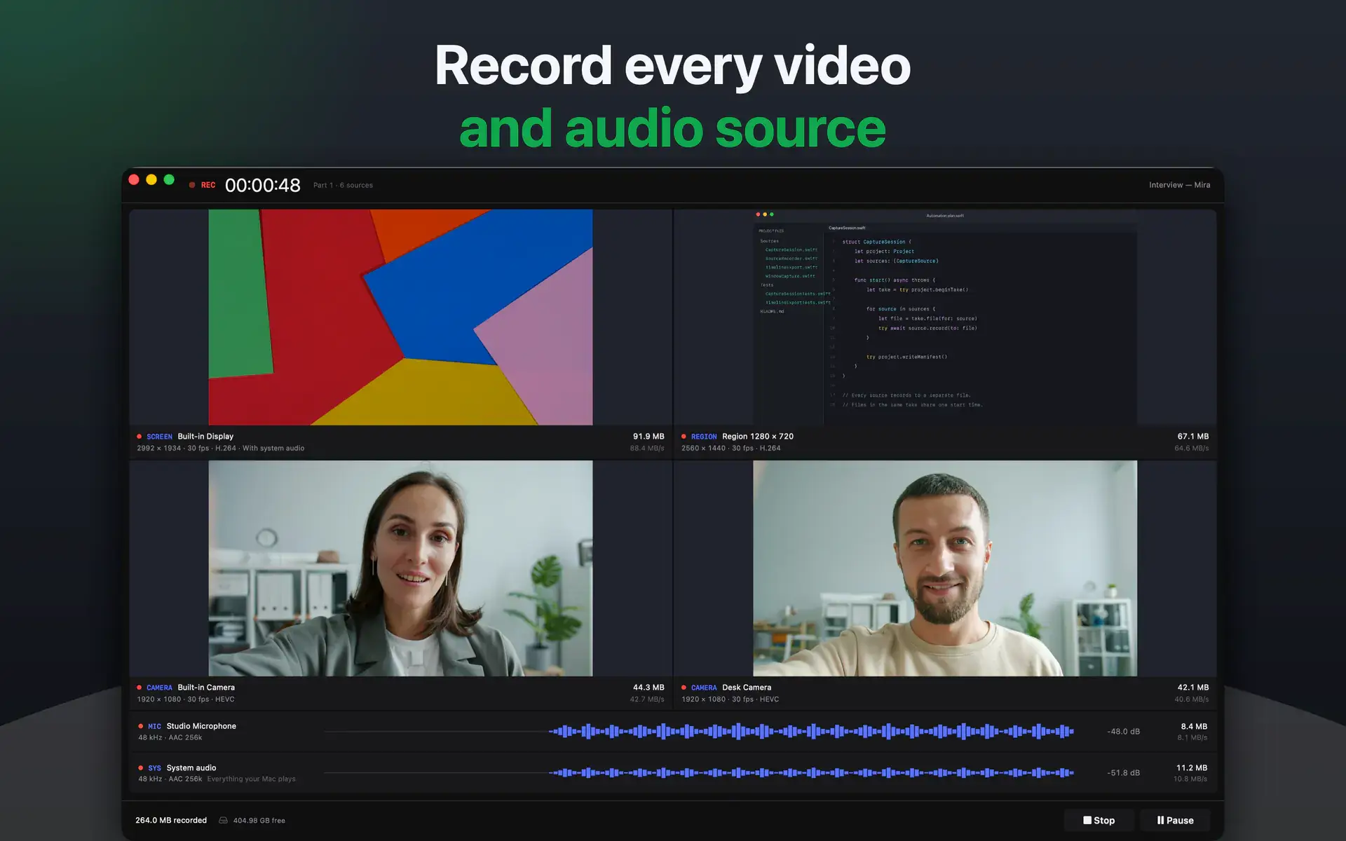 Record every video and audio source