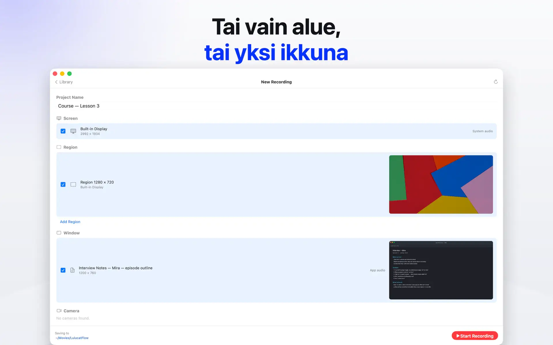 Tai vain alue, tai yksi ikkuna