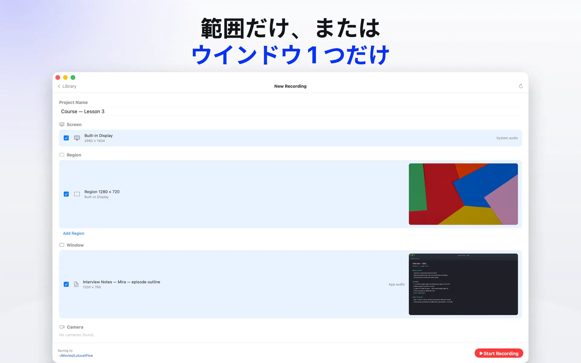 範囲だけ、または ウインドウ 1 つだけ