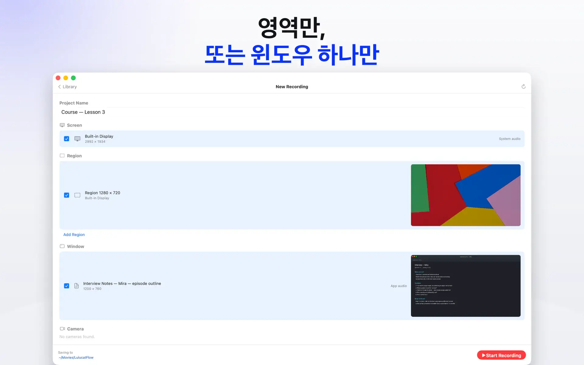 영역만, 또는 윈도우 하나만