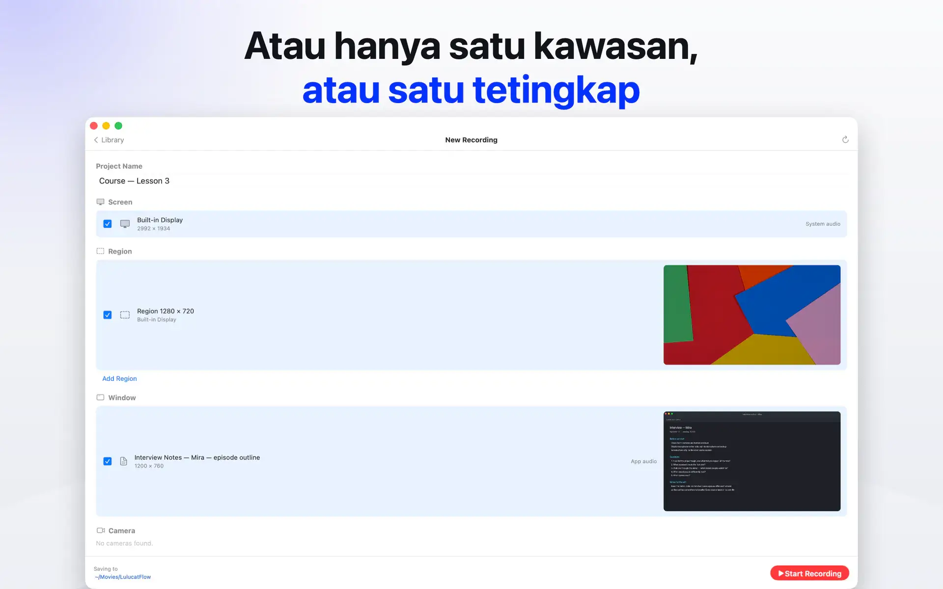 Atau hanya satu kawasan, atau satu tetingkap