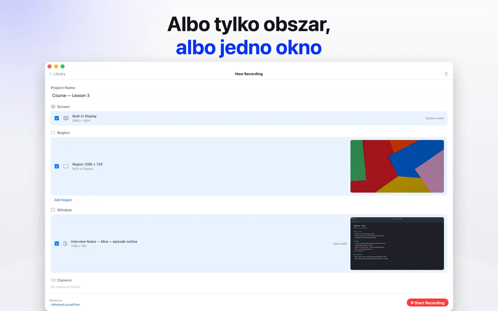 Albo tylko obszar, albo jedno okno