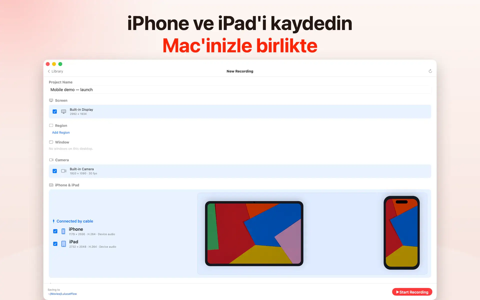 iPhone ve iPad'i kaydedin Mac'inizle birlikte