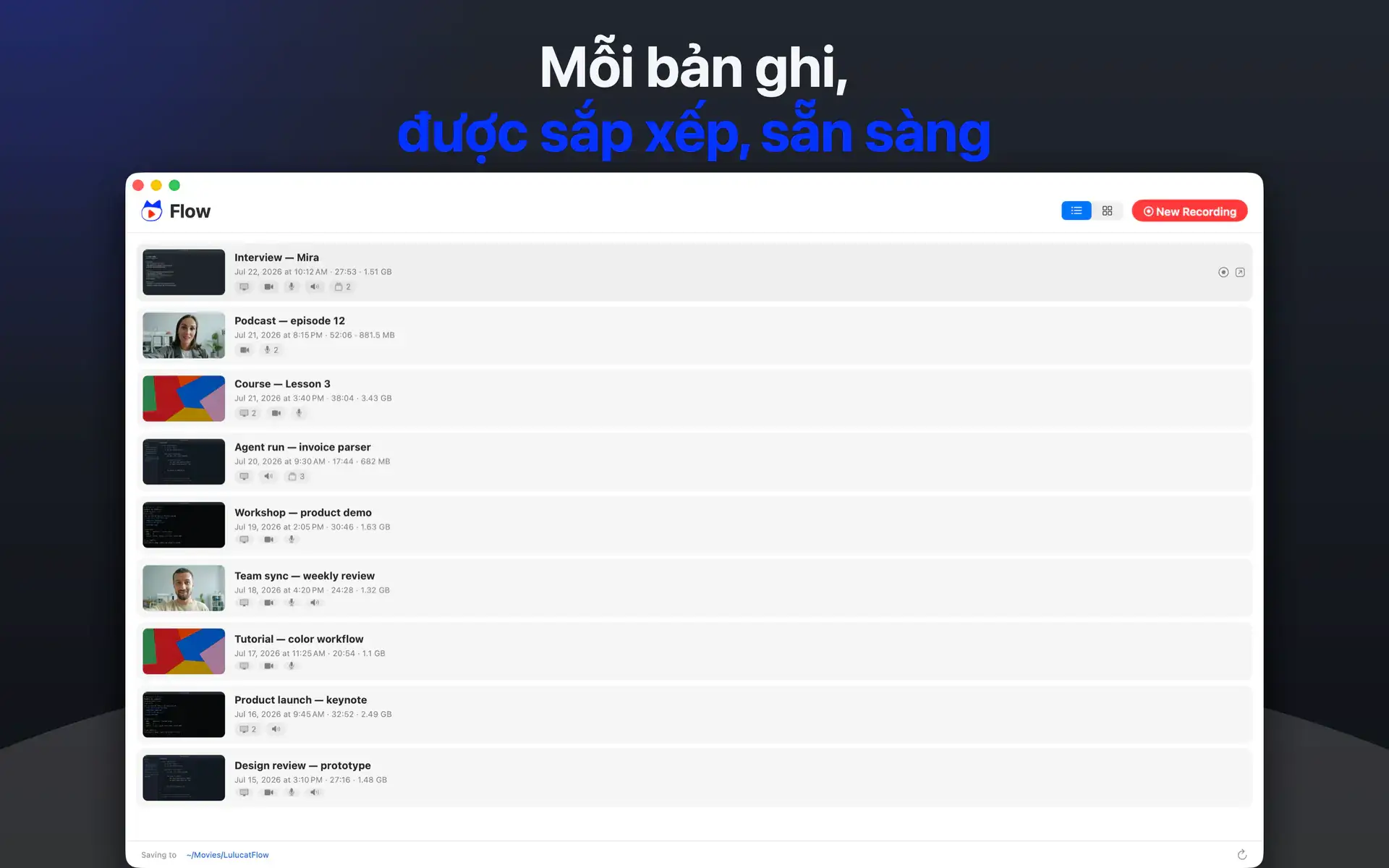 Mỗi bản ghi, được sắp xếp, sẵn sàng